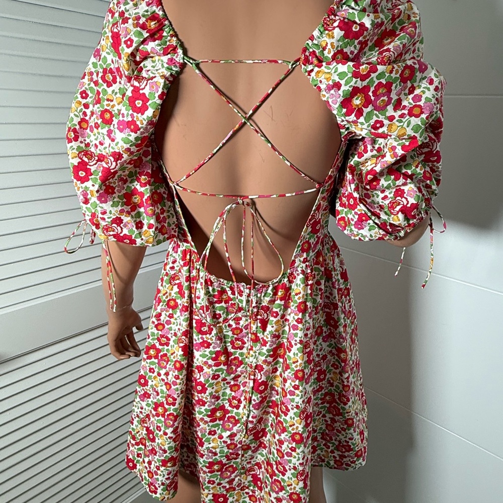 For Love & Lemons floral Puff Sleeve Dress size medium - Picture 9 of 12